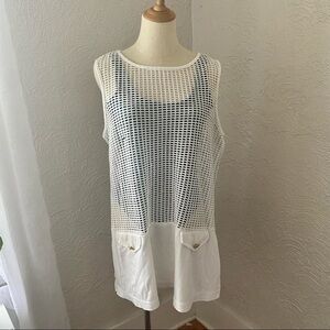 Vintage White Swim Suite Mesh Cover Up